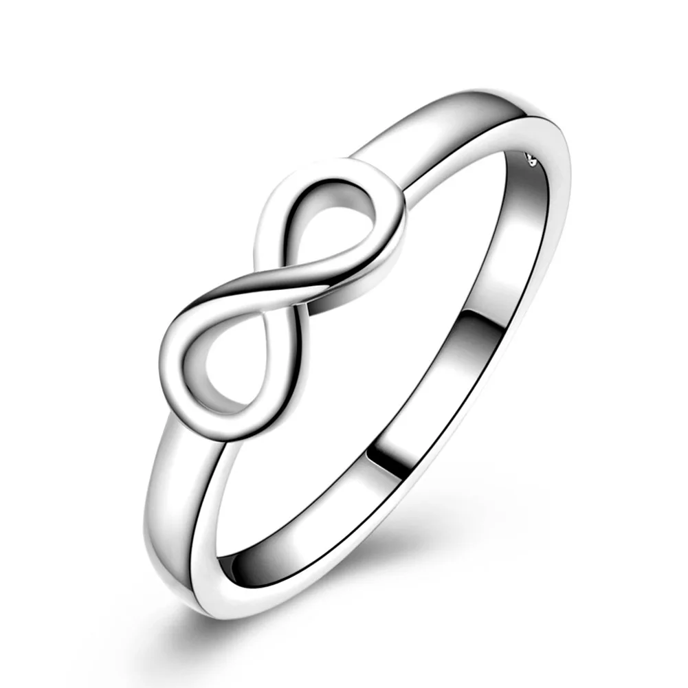 

Unisex Simple Stylish New 2019 Luxury Metal Simple 8 Word Shape Rings Women Silver Plated Fashion Accessories Mens Rings