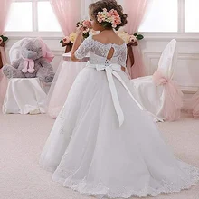 Платья с цветочным узором для девочек, Украшенные бусинами, украшенные кристаллами, с аппликацией и коротким рукавом, вечерние платья для первого причастия для девочек