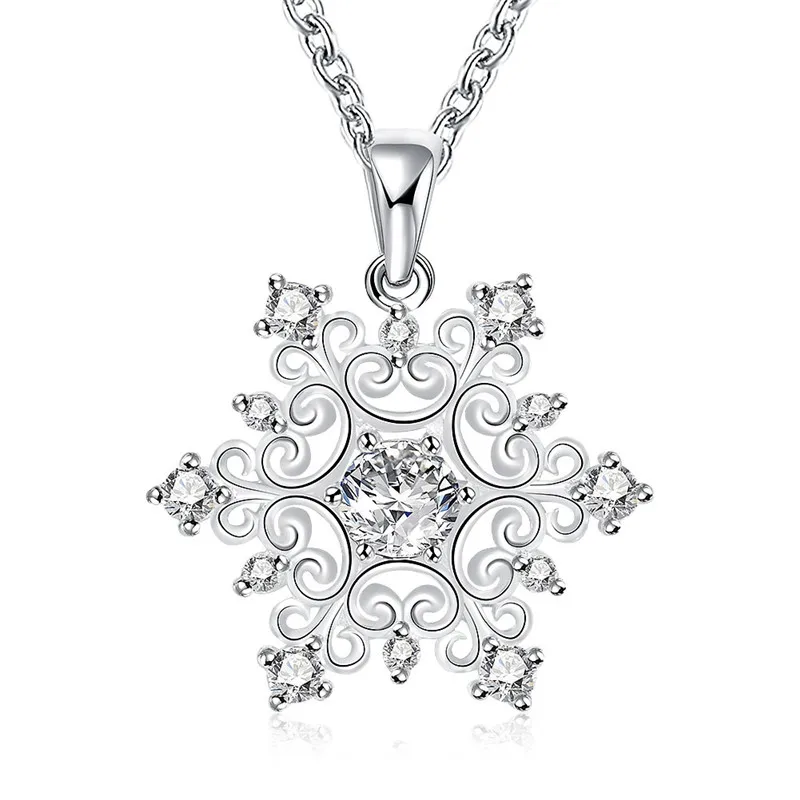 Модные ювелирные изделия Снежинка Кулон ожерелье с цирконом прекрасный Рождественский подарок дешевый горячий Классический Шарм Стиль