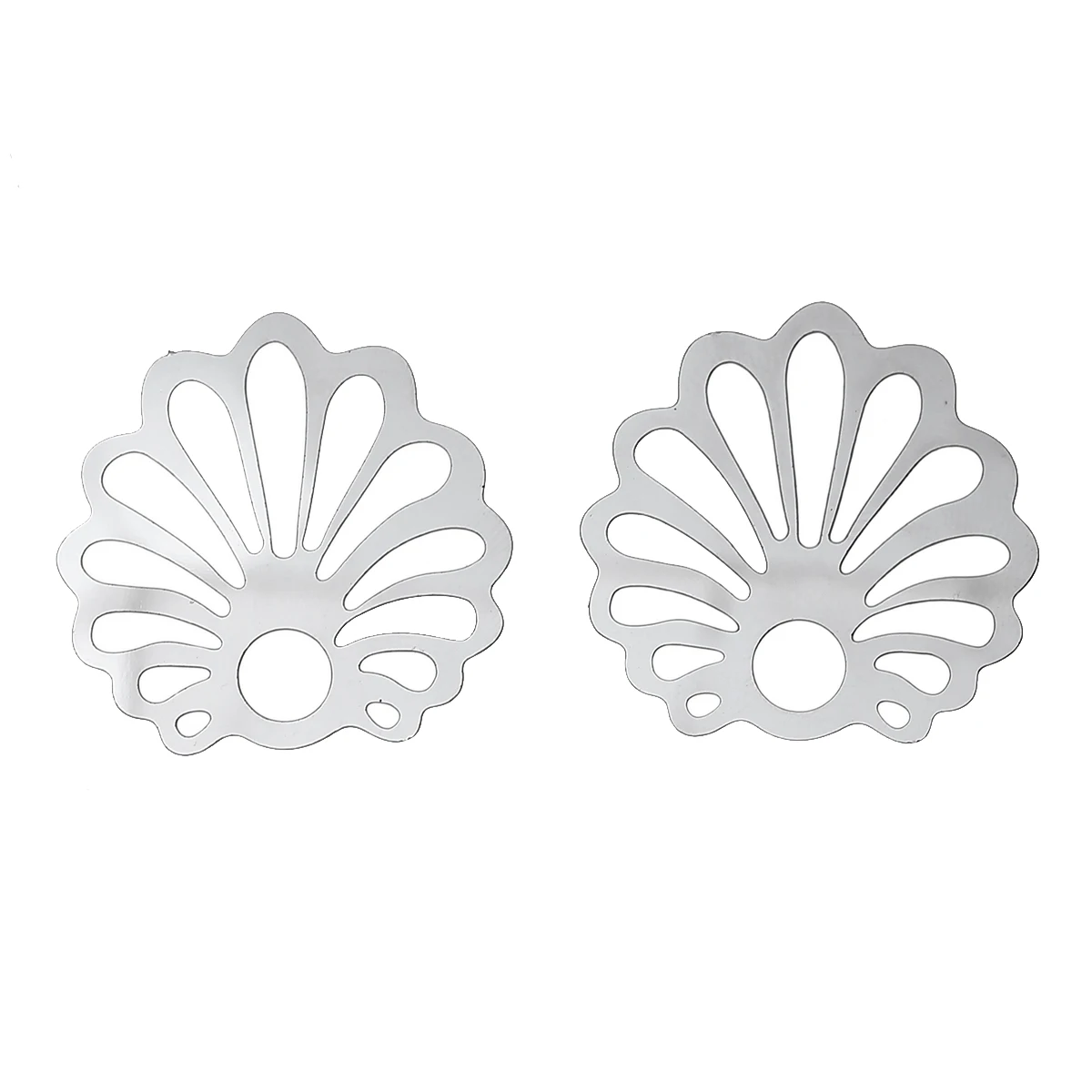 DoreenBeads Нержавеющая сталь украшения изделий Shell Серебряный тон Полые узоров 21 мм