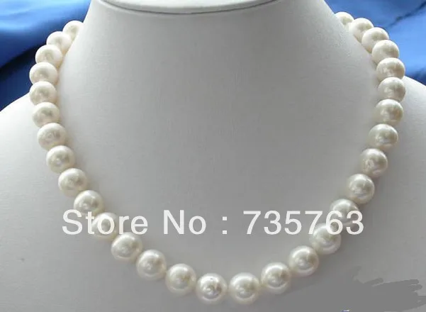 

HOT 00680 NEW 17" 12mm WHITE ROUND FW CULTURED PEARL NECKLACE
