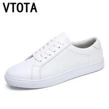 VTOTA Genuine Leather Sneakers Women White Shoes 2018 Spring Platform Shoes Zapatos Mujer Lace-Up Tenis Feminino Casual Flats F7 women genuine leather flats brogue oxford white black platform shoes lace up pointed toe ladies casual shoes zapatos mujer