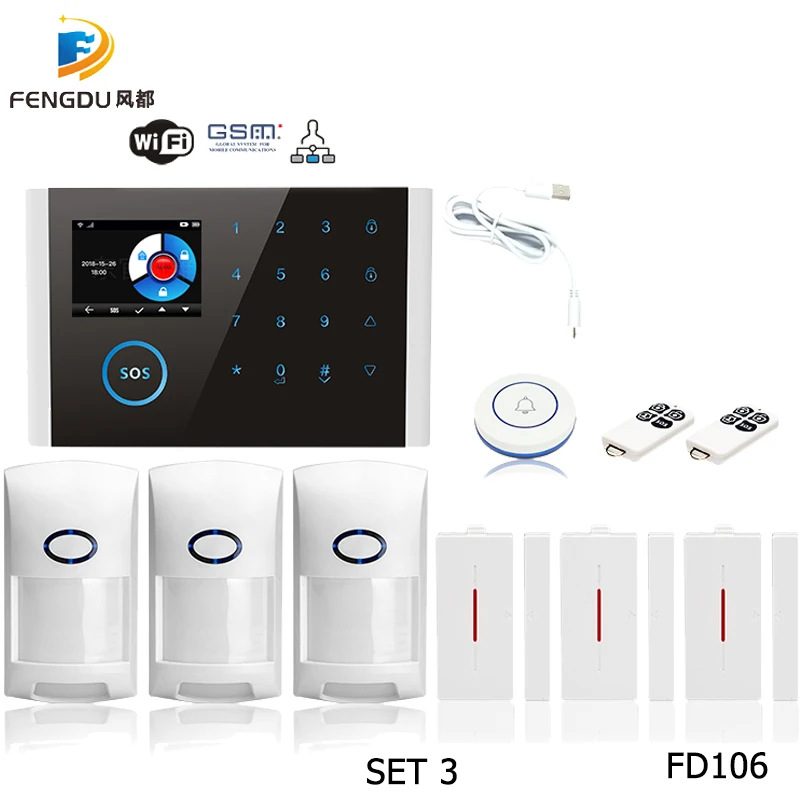2019 GSM sistema de alarma de Control remoto APP casa inteligente 2,4 pulgadas TFT Panel táctil GSM SMS GPRS Wifi alarma sistema de Seguridad