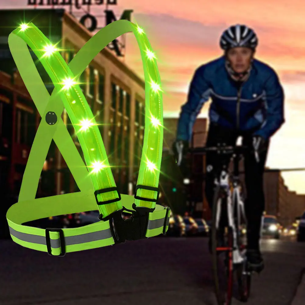 

Adjustable LED Reflective Belt Vest USB Rechargeable for Running Cycling riding luminous at Night to Protect Your Safety Securit