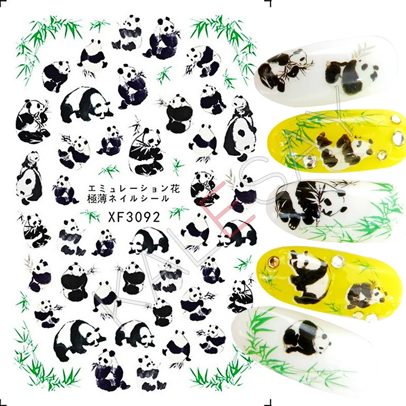 

Panda Nail Art Stickers Decoration Manicure Design Bear Nail Stickers Decal Back Glue Adhesive 3D Foil Nail Art Not Water Decals