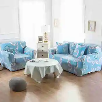 

Europe Style Noble Blue Printed Sofa Covers Non-slip 1/2/3/4 seat Couch Covers All-inclusive Elasticity Stretch Slipcovers 1pc
