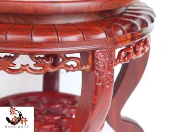 

Red wingceltis of solid wood carving of Buddha carved mahogany handicraft circular base vase furnishing articles