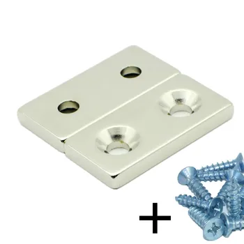 

NdFeB Tool Holding Magnet with Screws about 40x20x5 mm with Double M5 Countersunk Hole Block Neodymium Garage Magnetics