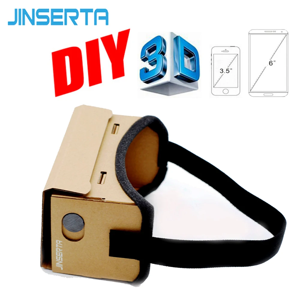 JINSERTA Google Cardboard VR Box DIY VR Виртуальная реальность 3D очки магнит VR Box контроллер 3D VR очки для iPhone samsung