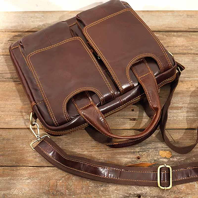 AETOO جلد طبيعي جلد طبيعي حقيبة لابتوب حقائب جلد البقر الرجال Crossbody حقيبة سفر الرجال البني حقيبة جلدية