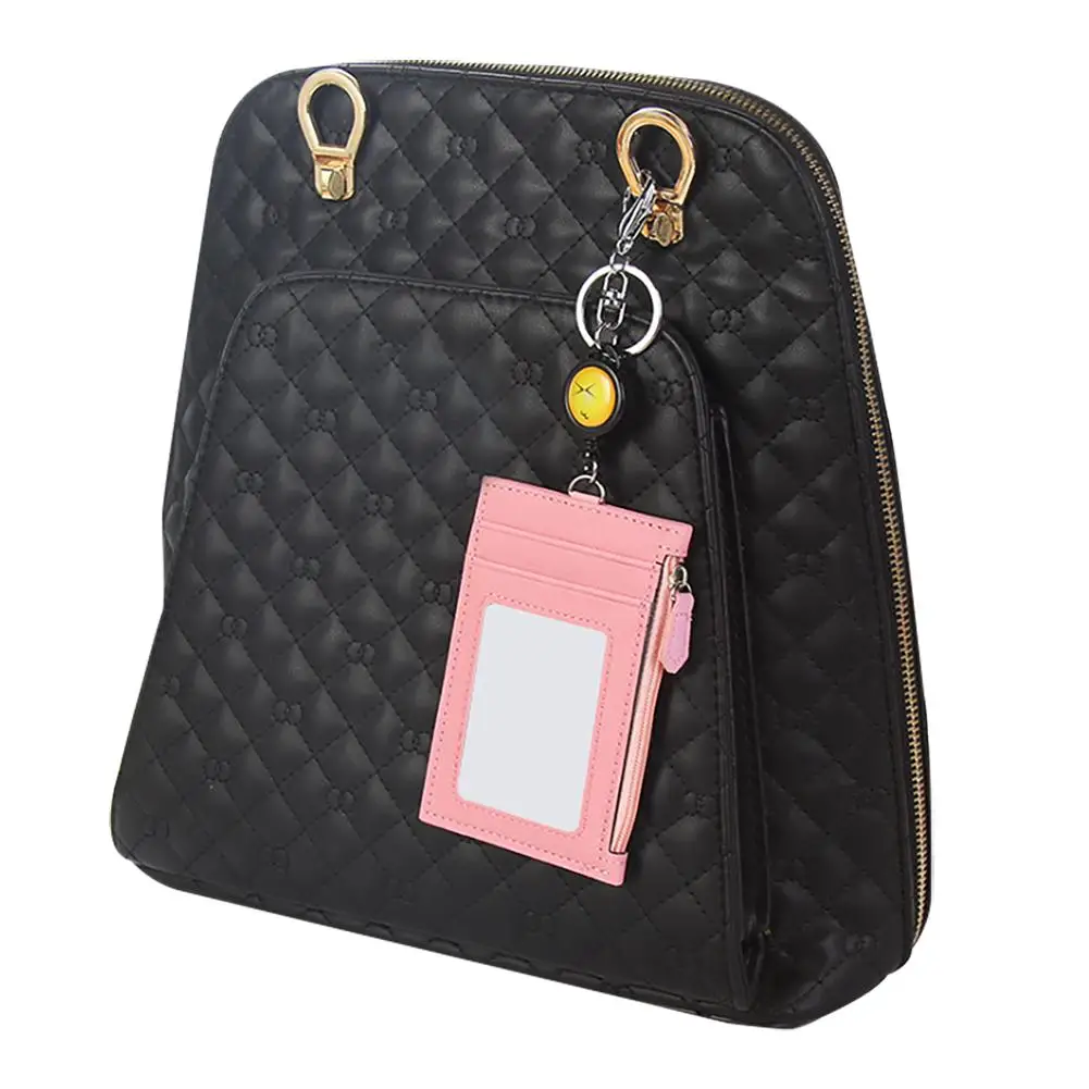 

Retractable Card Holder Reel Keychain Coin Purse with 4 Card Compartments Mini Small Clutch Card Holder Bags Wallet