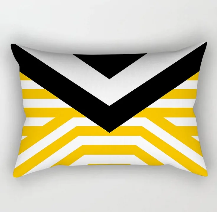 Желтый серый геометрический чехол для подушки, домашний декор, бархатный чехол для подушки со слоном, 30x50 см, декоративный шеврон, чехол для подушки Pillowsham