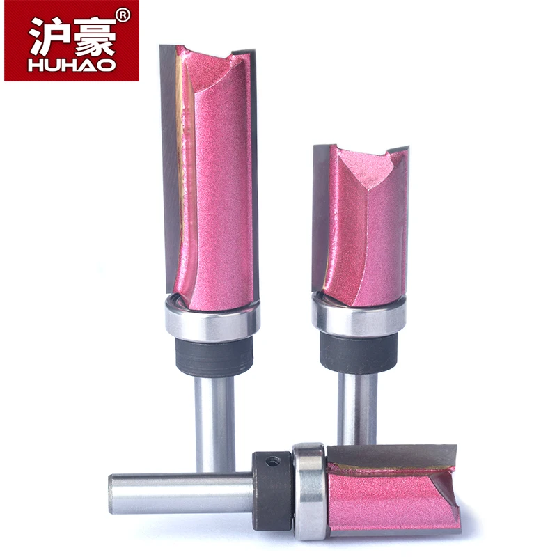  HUHAO 1pc Bearing Flush Trim Router Bit For Wood 8mm Shank Straight Bit Tungsten Woodworking Millin