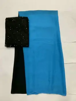 

African silk ankara fabric mulberry silk quilt french lace fabric 2019 net material gele headtie beaded lace 7yard/setZX-