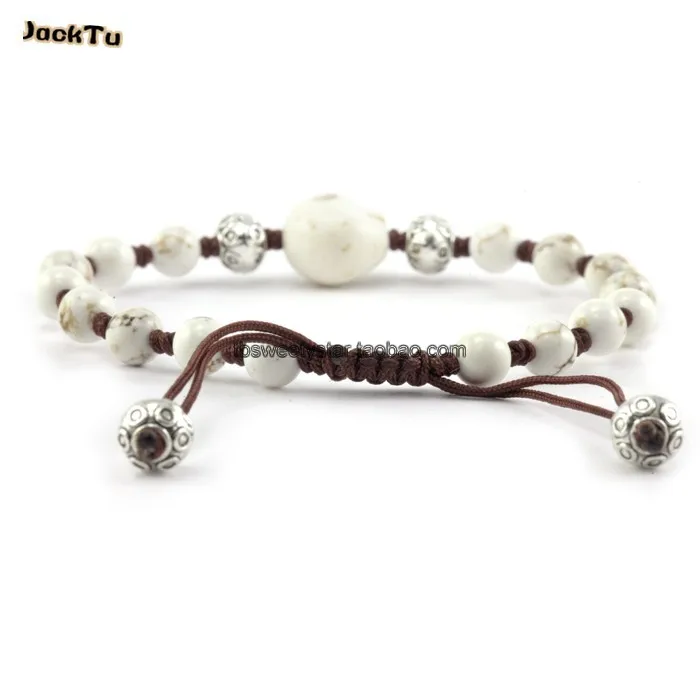 Летний howlite Череп из каменных бус обруча браслет Рождественский подарок