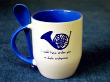 French Coffee Mugs And Get Free Shipping On Aliexpress New Quality How I Met Your Mother Blue French Horn Ceramic Coffee Mug Cup With Spoon