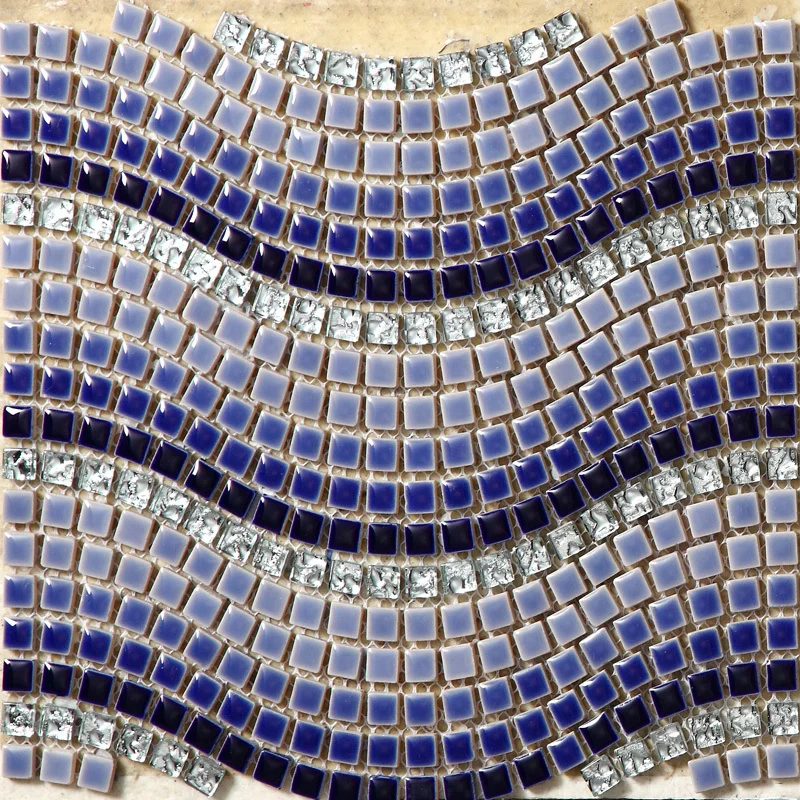 Mediterranean Blue Wavy Small Ceramic Glass Mosaic Tiles Diy Bathroom Pool Garden Wall Decoration Floor Tiles Wallpapers Aliexpress