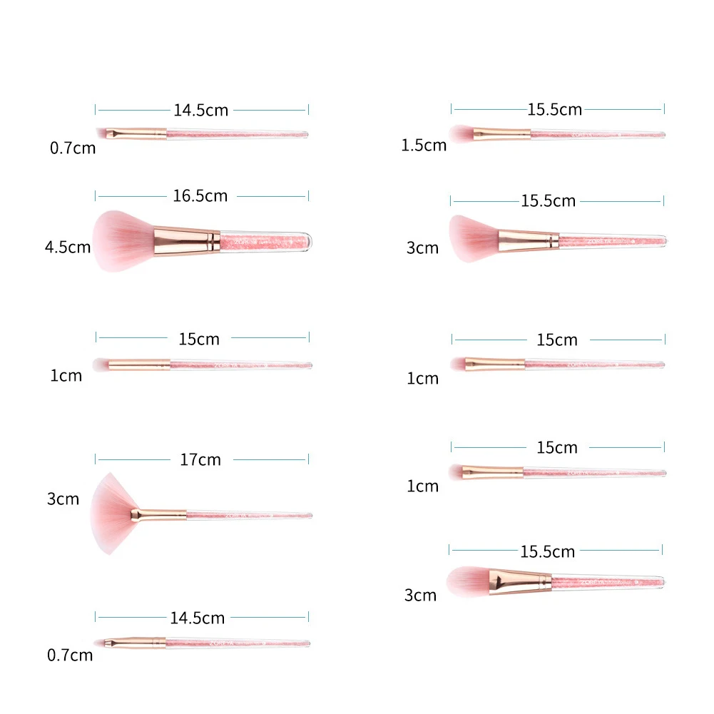 Популярный розовый набор кистей для макияжа с зыбучим песком, набор кистей для макияжа с 10 алмазными ручками