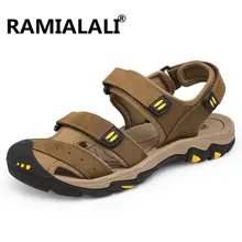 Высококачественные летние мужские сандалии из натуральной кожи Удобная мужская обувь модные мужские сандалии больших размеров