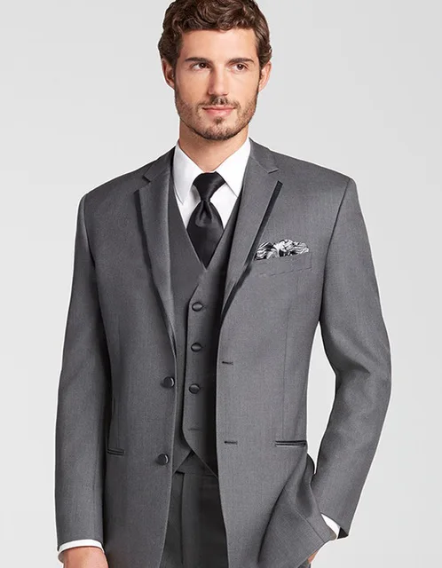 Джентльмен мужской s Slim Fit подходит для лацканов с надрезом две кнопки бизнес смокинг свадебная одежда мужской костюм(пиджак+ брюки+ жилет+ галстук