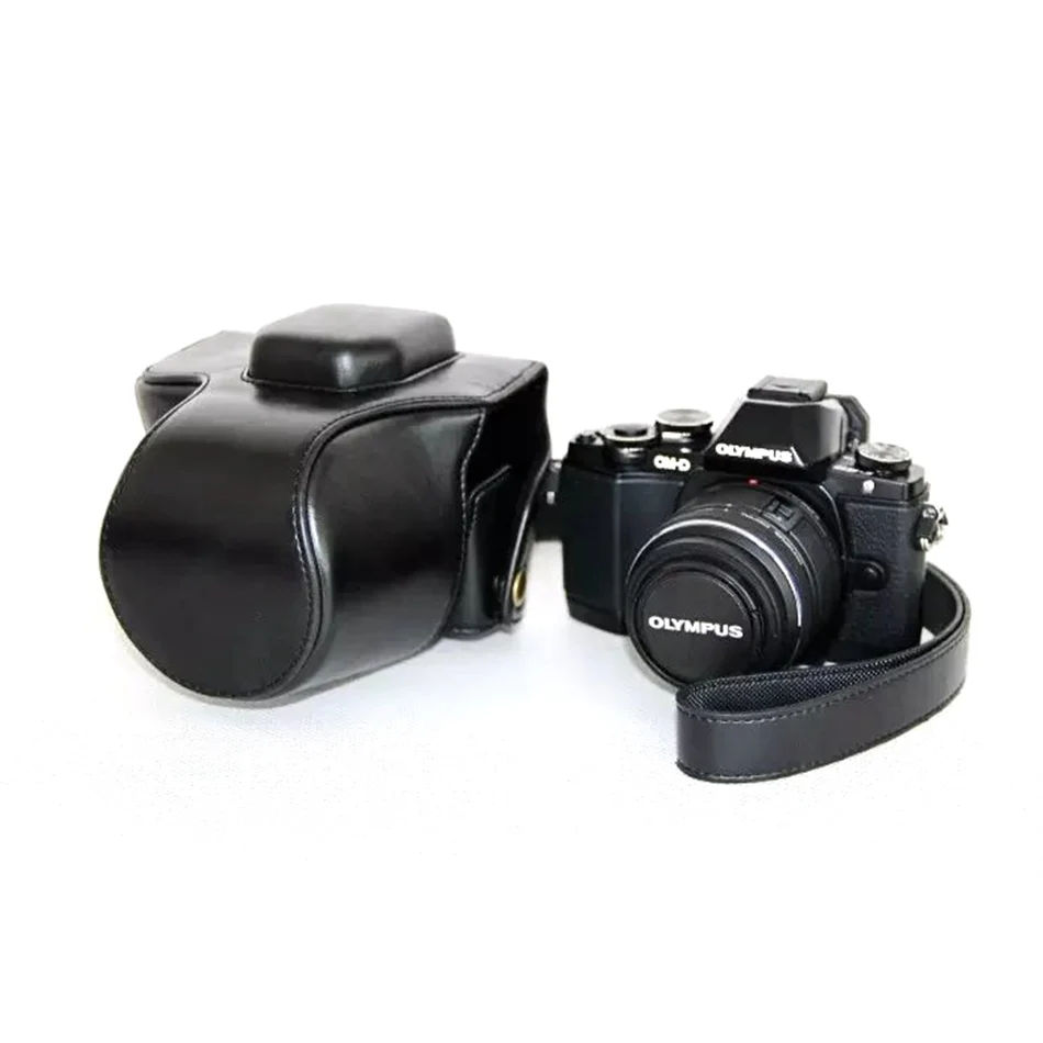 New PU Leather Camera Bag Case for Olympus EM10 E-M10 OM-D with 14-42mm Lens With Shoulder Strap Protective | Электроника
