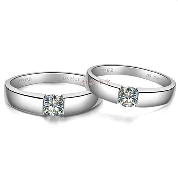 

1CT Wonderful Lovely Diamond Rings for Lovers' Genuine 925 Sterling Silver Platinum Plated Couple Rings for Engagement