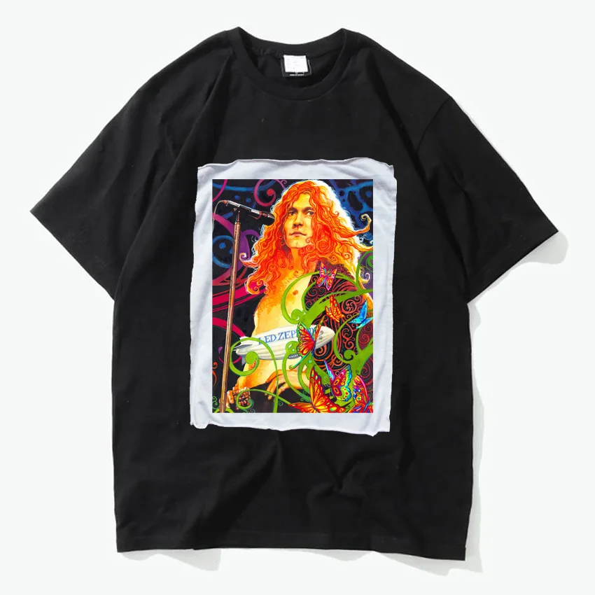 

Jimmy Page a summer evening with Led Rock patchwork printing cotton t shirt