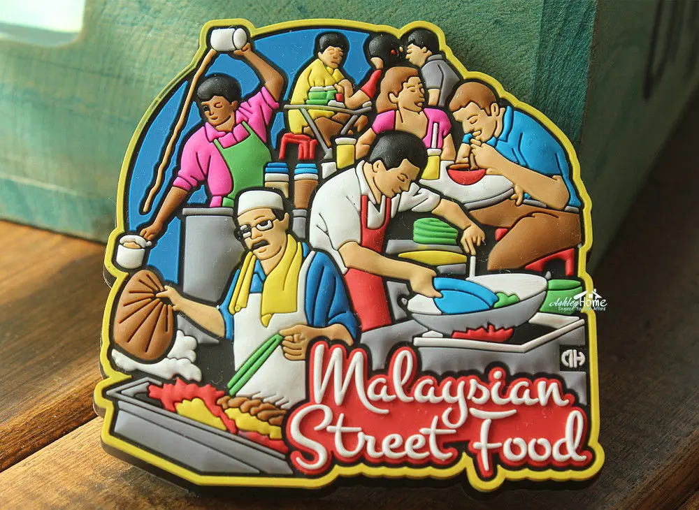 Malaysia Street Food Tourist Travel Souvenir Decorative Rubber Fridge