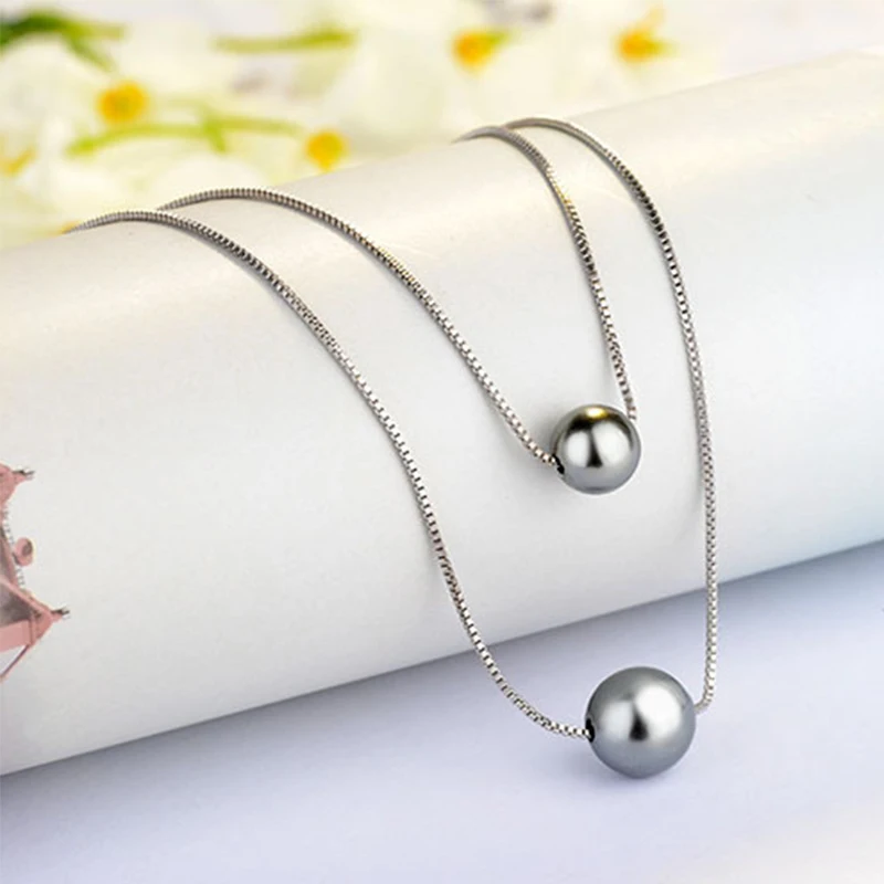 Популярное ювелирное изделие из стерлингового серебра S925 пробы, модное жемчужное Двухслойное женское ожерелье для женщин