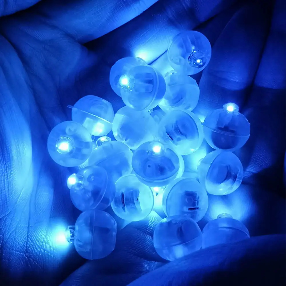 100 шт./лот, круглые RGB светодиодные шары, мини-лампы для свадьбы, рождественской вечеринки, украшения с батареями - Цвет: Blue