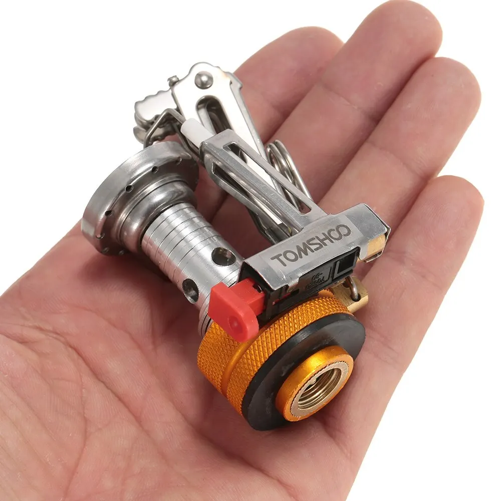 

#TOMSHOO Ultralight Camping Stove Mini Outdoor Folding Stove Burners with Electric-spark Ignition Button Butane Propane Canister