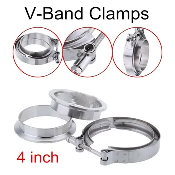 

For turbo exhaust downpipe one 4 inch V Band clamp flange Kit v-band clamp with two flanges new arrival