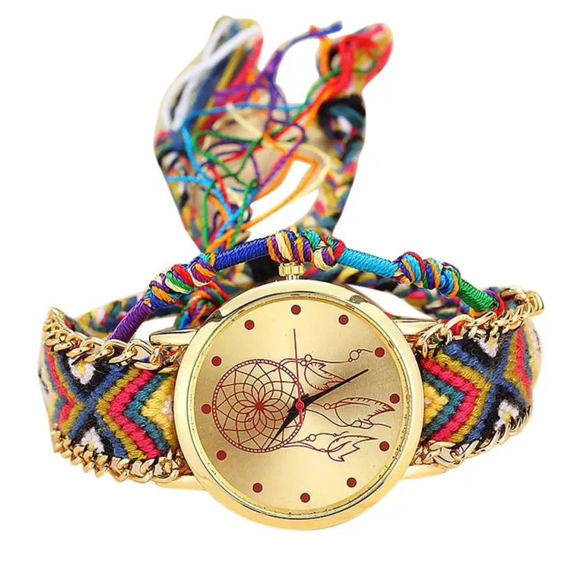 OTOKY наручные часы модные женские винтажные кварцевые часы ручной работы с шерстью Ловец снов часы дружбы женские 2018JUL5