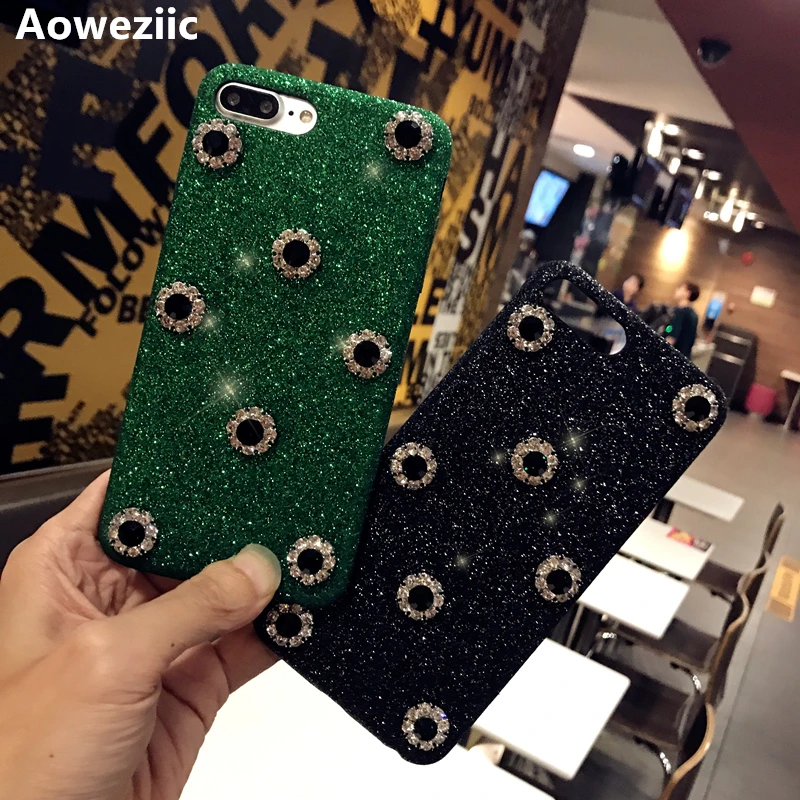 

Aoweziic Mobile phone shell Woman Luxury insert water drill flower For iPhone6s soft shell tide brand 7 8Plus XS flicker flicker