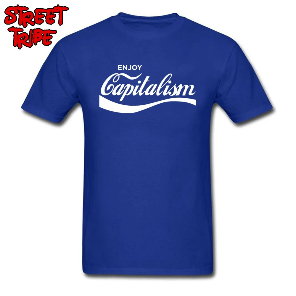 Футболка Hipster Enjoy Capitalism, мужские футболки на заказ, Мужская забавная одежда, хлопок, черная, белая футболка, топы 3XL - Цвет: Blue