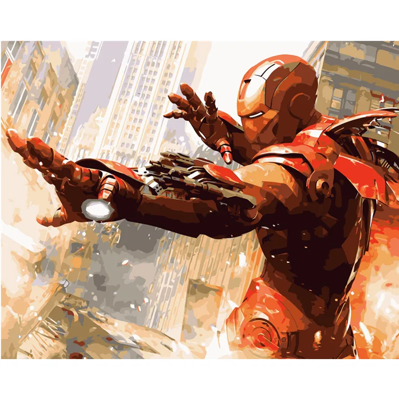 

Iron Man Fighting Hand Made Paint High Quality Canvas Beautiful Painting By Numbers Surprise Gift Great Accomplishment