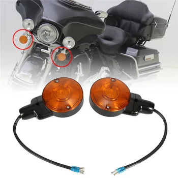 

NEVERLAND Pair Amber Lens Front Flat Turn Signal Light For Harley Touring Electra Touring Glide FLSTC D35