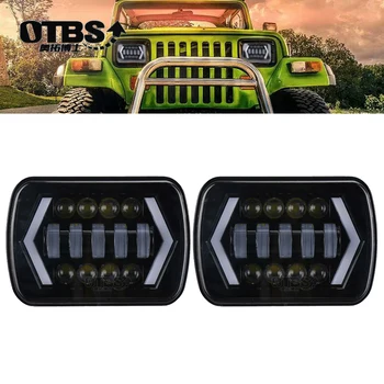 

OTBS 5x7 7x6inch 55W LED Projector Headlight White DRL Amber Turn Signal for Jeep Wrangler YJ Cherokee XJ Trucks