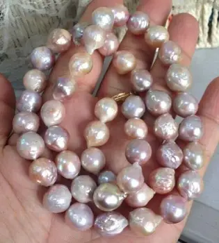 

11-12mm natural Australian pink purple pearl necklace 18inch 36"