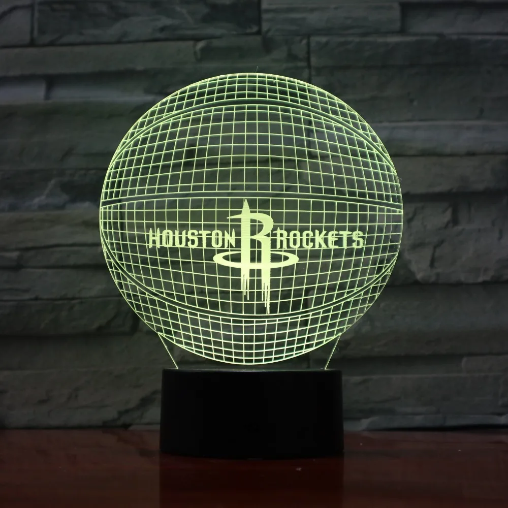 

Houston Rockets Acrylic Lamp Basketball 3D LED Desk Night Light Novelty Gifts 7 Colors Changing Table Lamp For Boys Gifts GX978