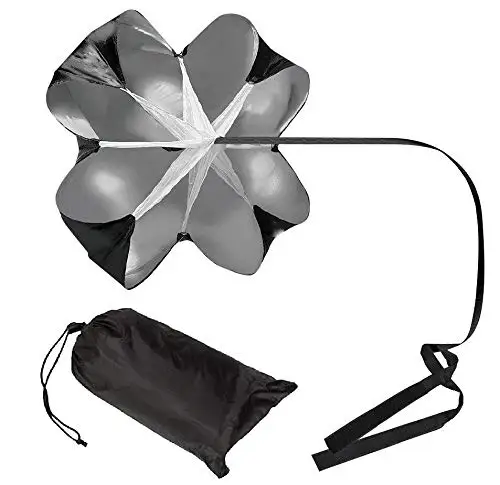 Men Women Speed Resistance Training Parachute Running Chute Soccer Football Training Parachute Umbrella Black 1Pcs 