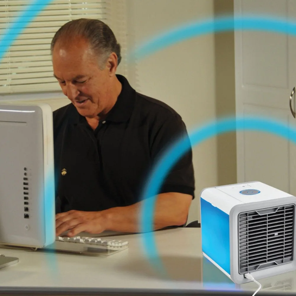 

Mini Portable Air Conditioner Humidifier Purifier Led Light Desktop Air Cooling Fan Cooler Fan for Office Home HVAC Systems
