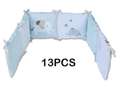 Детская кроватка, бампер, защита для кровати, Детская Хлопковая кроватка, детские постельные принадлежности, 6 шт., плюшевый медведь, бампер для мальчиков и девочек - Цвет: blue elephant 13pc