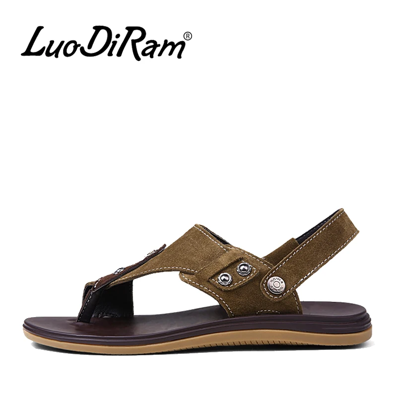 LuoDiRam Brand Fashion Cow Leather Sandals, 100 High Quality Leather