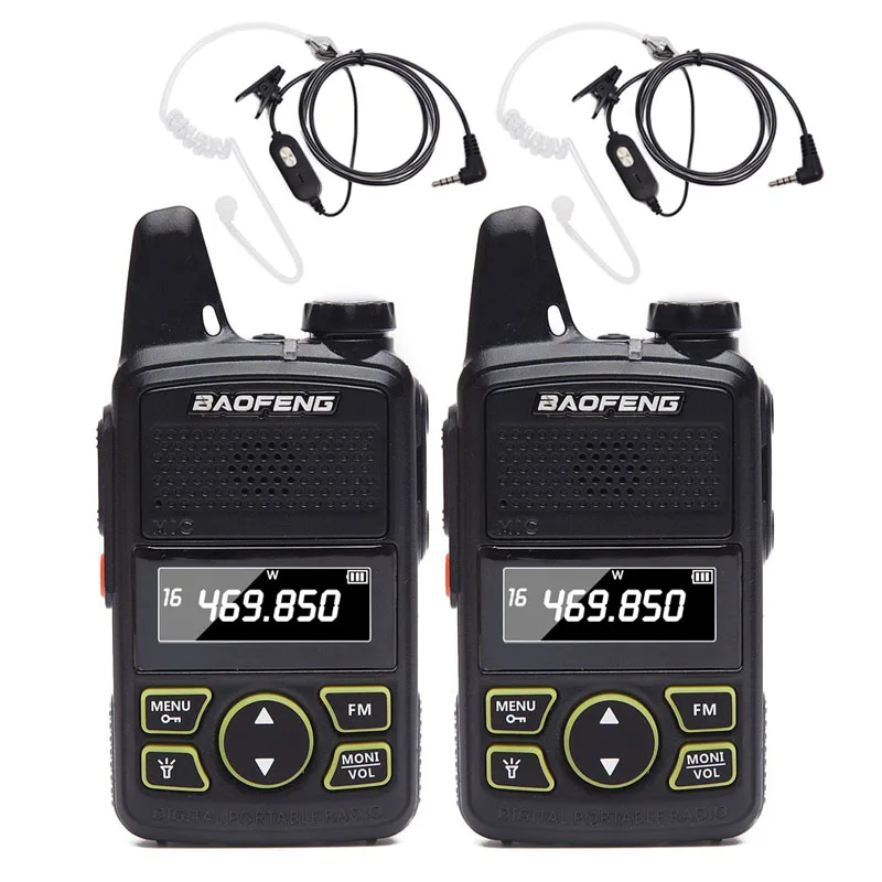 2pcs BAOFENG BF-T1 MINI Two Way Radio UHF 400-470mhz 20CH BFT1 Portable Walkie Talkie easy to carry BF T1 With 2 Headset - Цвет: as pic show 1