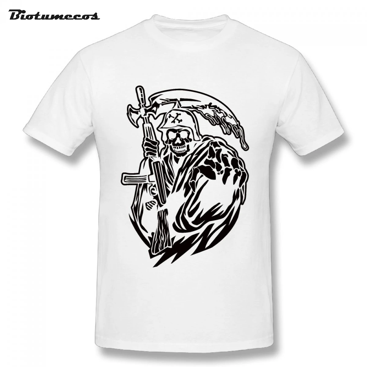 Plus Size Men 2017 Skull Wear Robe Death Hold Sickle Printed Short