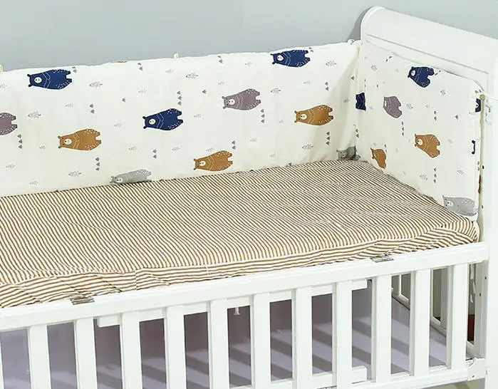 Cama do Bebê Amortecedor de Algodão em Forma de u Decoração do Quarto Berço Engrossar Almofada Bebê Ferroviário Capa Protector Conjunto Linha Almofadas Recém-nascidos 16 Cheap Amortecedores