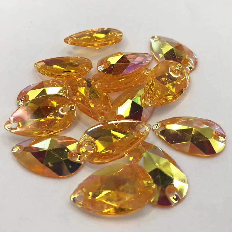 

10*18mm 50pcs Waterdrop flat transparent base color AB Rhinestone Beads, Sew On Stones for Garment Dress Jewelry DIY Decoratio