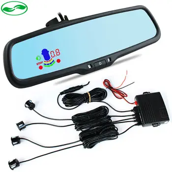 

4 Sensors 6 Color Car LED Mirror Parking Assistance Backup Radar Sensor For Special Bracket Rearview Blue Mirror Parking Monitor