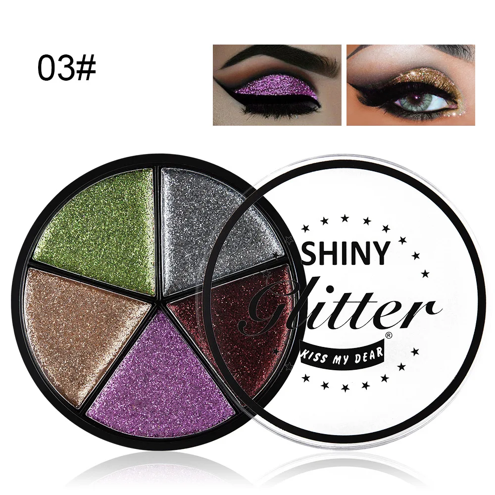 Make UP Diamond Glitter Eyeshadow 5 Colors Palette Illuminator Makeup Shimmer Metal Eye Shadow Shine Pigment Cosmetics